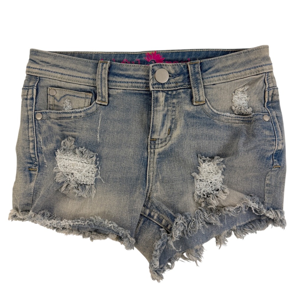 Wishful Park Distressed Denim‎ Shorts Womens Size 3 Light Wash Frayed Stretch